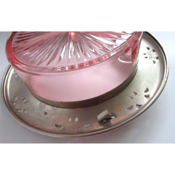 VTG Pink Depression GLASS Divided DISH W/HANDLE Candy/NUT FARBERWARE Silver Rim - Picture 13 of 16
